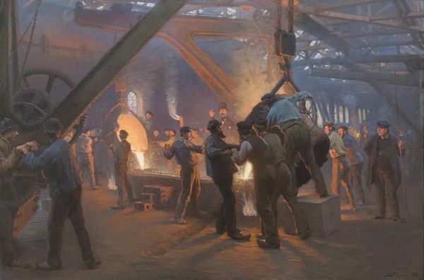 "From Fra Burmeister og Wain's Iron Foundry" by Peder Severin Krøyer, 1885.